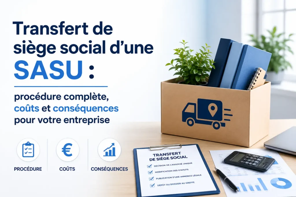 Transfert de siège social d’une SASU : procédure complète, coûts et conséquences pour votre entreprise