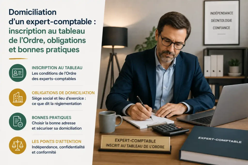 Domiciliation d&rsquo;un expert-comptable : inscription au tableau de l&rsquo;Ordre, obligations et bonnes pratiques en 2026